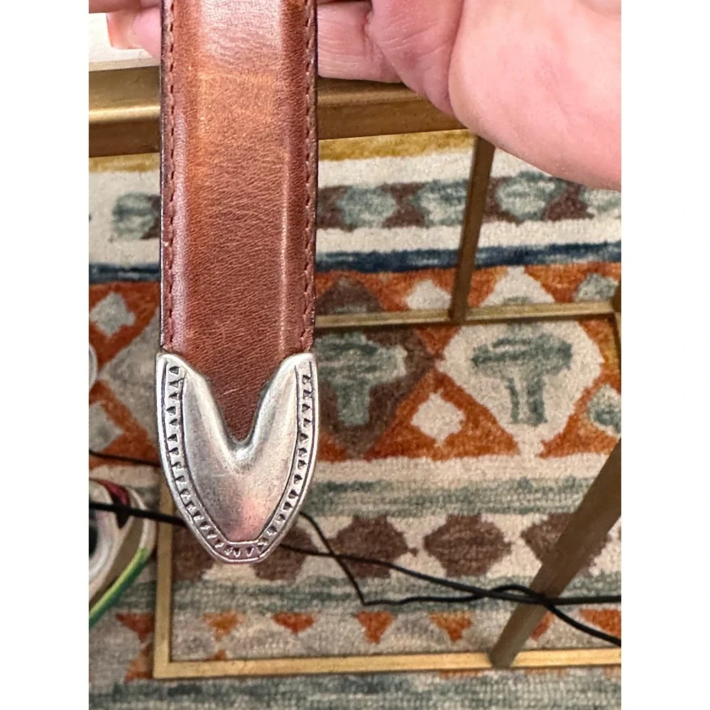 The Ritz Accessories Collection‎ Belt SZ Small Brown with silver Western Leather